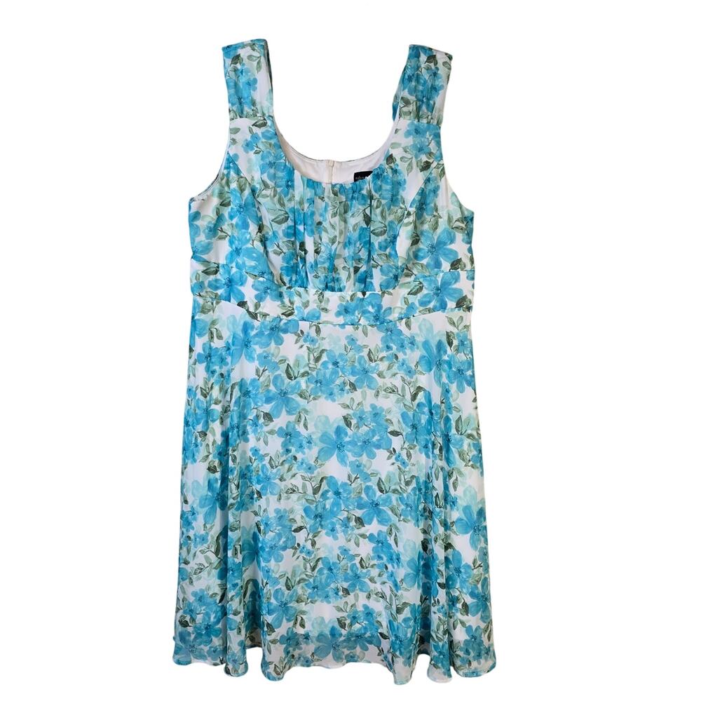 Connected Apparel Baby Doll Dress Women's 20W Blue Floral Coquette Romantic
